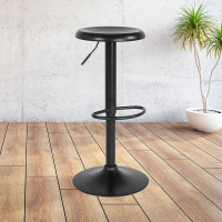 Flash Furniture CH-181220-BK-GG Madrid Series Adjustable Height Retro Barstool in Black Finish 